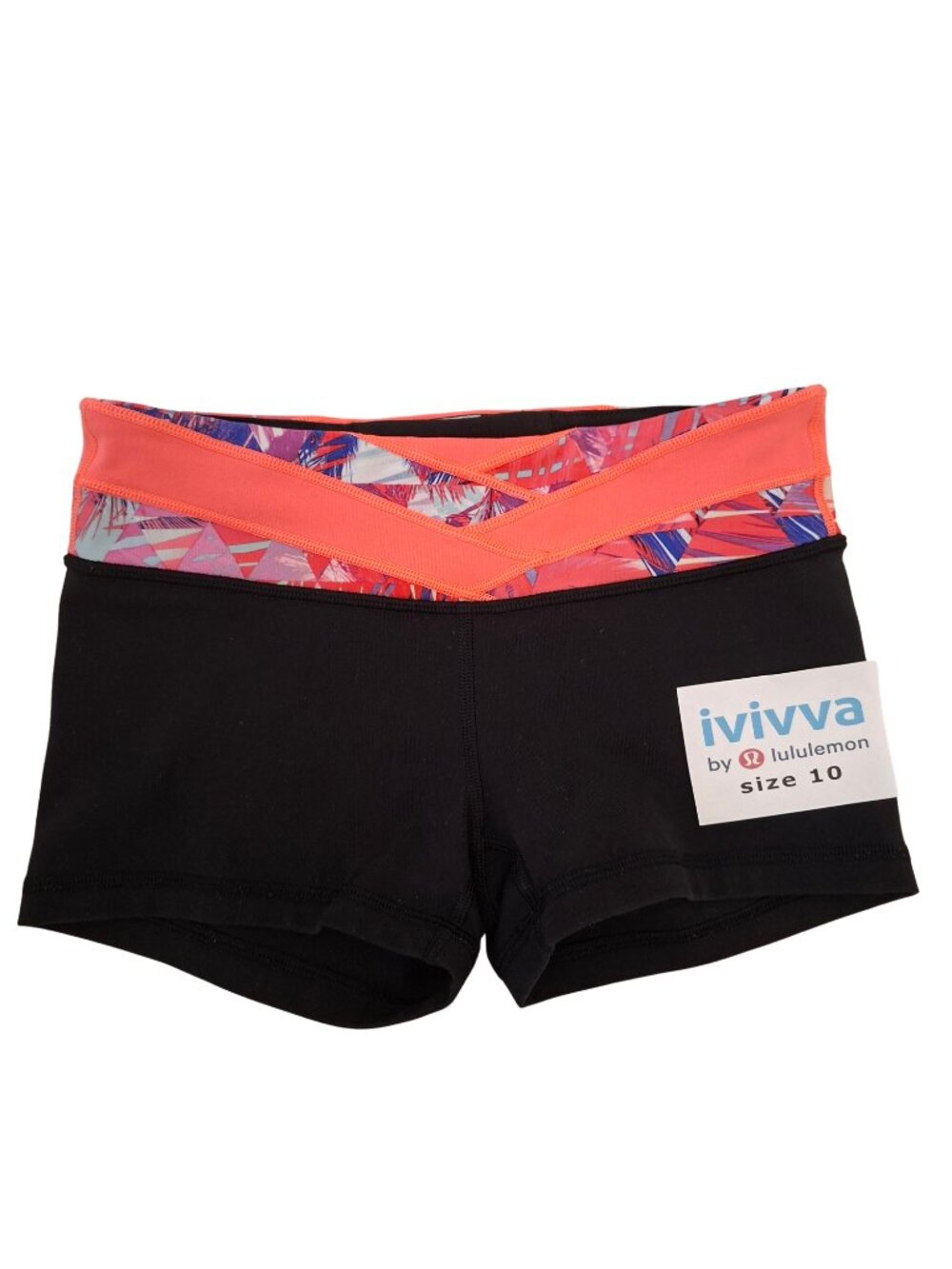 Ivivva Girl by Lululemon🍋 Rhythmic Black Bike Shorts colourful waist size 10